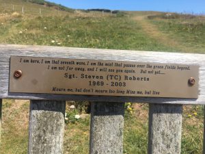 A photo of the plaque on the bench in Port Quin which has inspired my Life Purpose